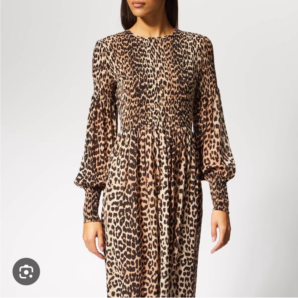 Ganni leopard print Georgette maxi dress